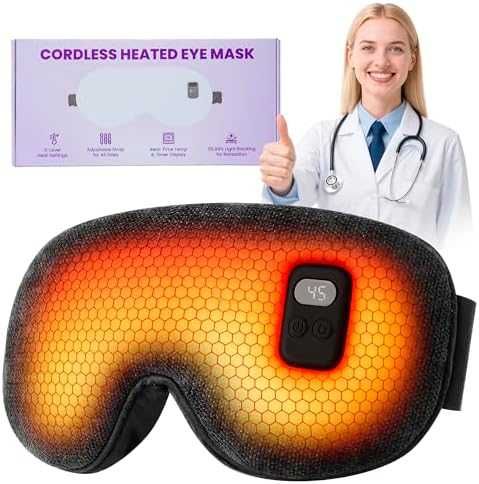 Нова Загряваща маска за очи, копринена, безжична, с таймер и топлина