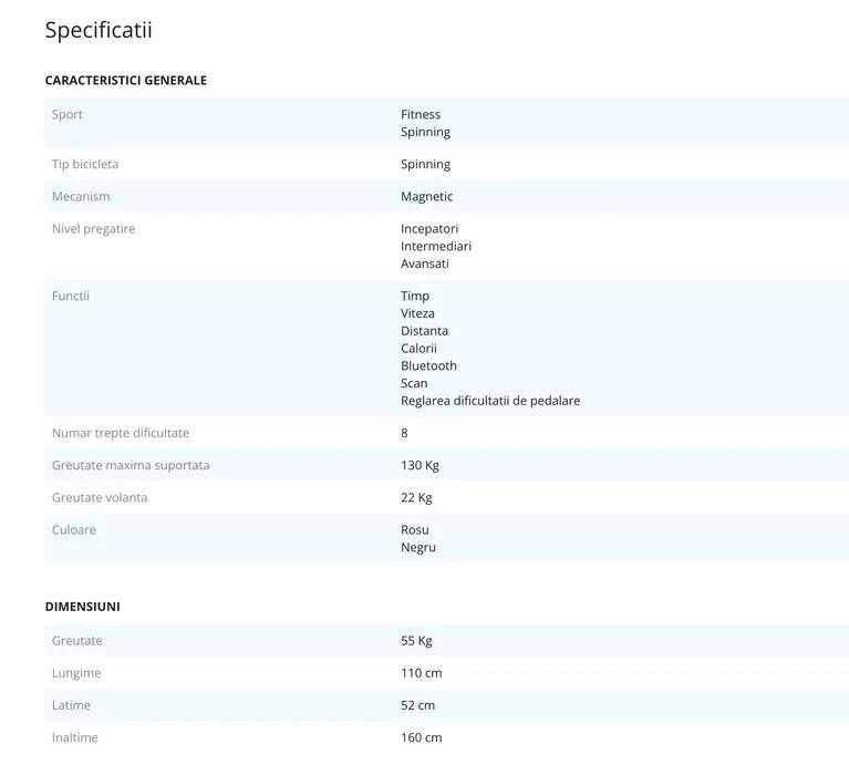 Bicicleta spinning Hammer Racer S,, greutate maxima utilizator 130 kg