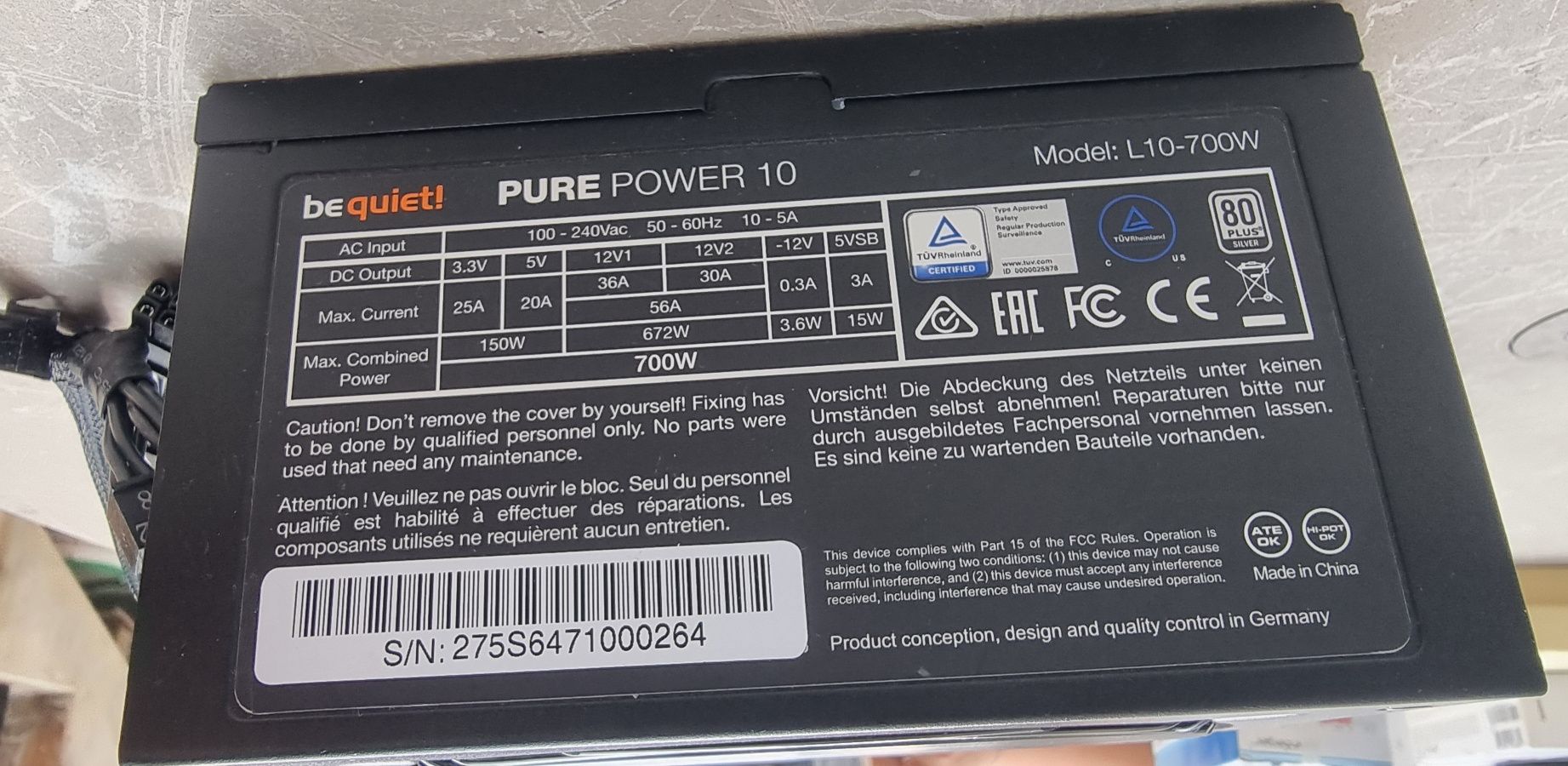Захранване за настолен компютър Be quiet Pure Power 10 700w