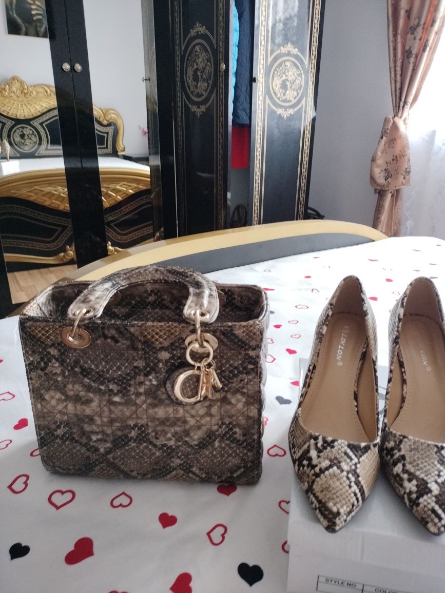 Set piele geantă+pantofi Dior