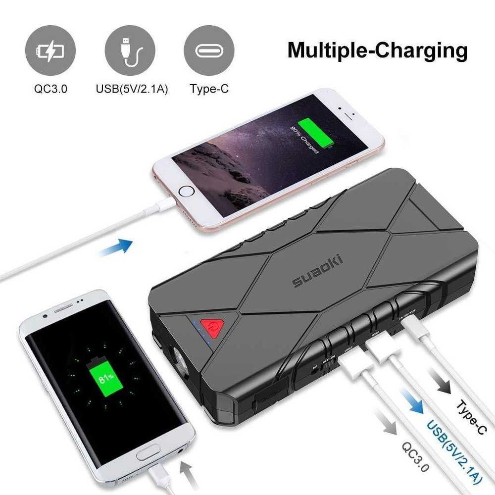 SUAOKI U18 1200A 16000mAh Стартер за автомобил с компресор