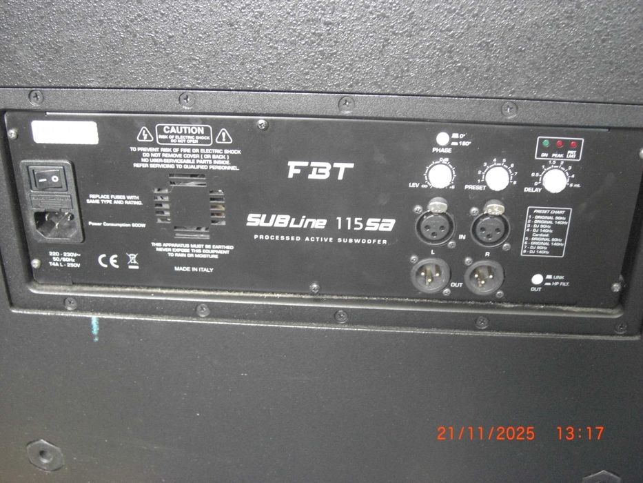 sistem sunet fbt pro x 112 a ,subwoofer subline 115 sa