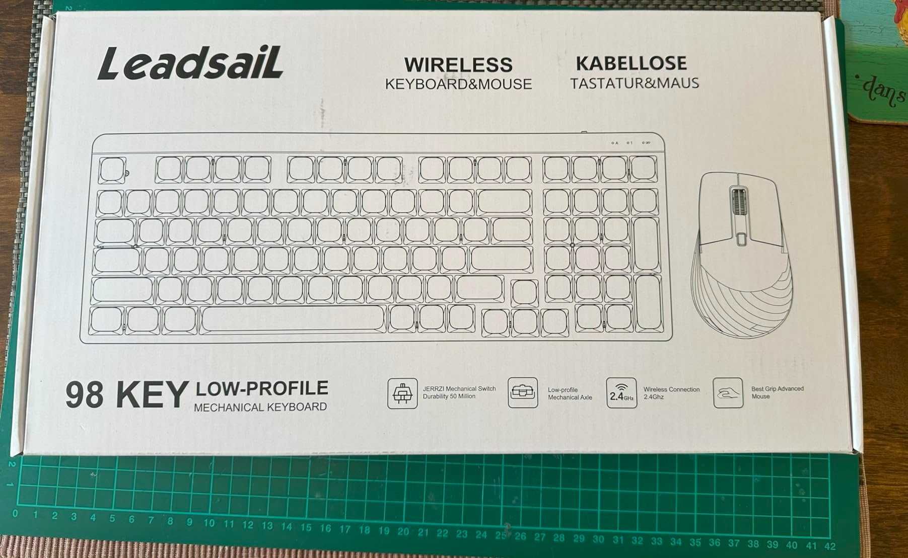 Комплект безжична механична клавиатура и мишка LeadsaiL FA982, лилави