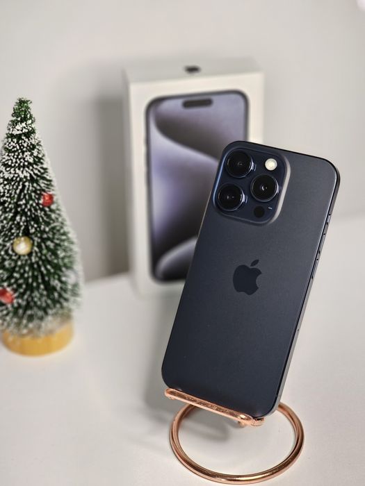 iPhone 15 Pro blue titanium 94% full box impecabil
