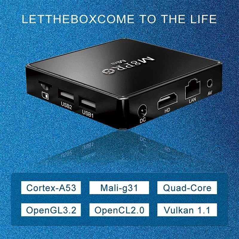 Конзола M8 Pro Android TV + 2 контролера и дистанционно, 10000+ игри