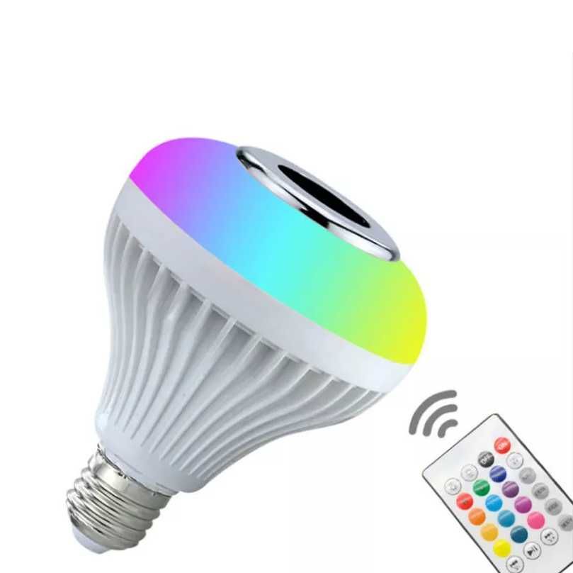 Bec led cu difuzor, Bluetooth 4.2, telecomanda, difuzor 12W, RGB