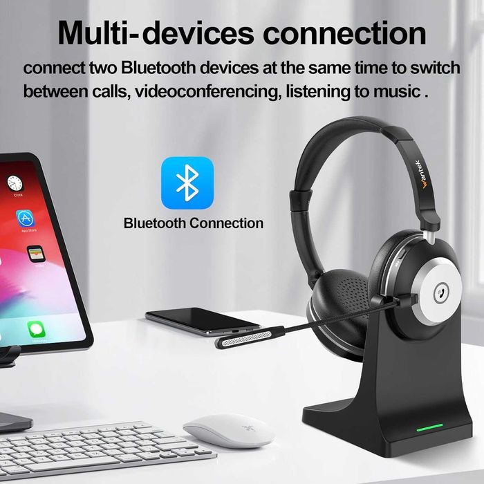 Безжични слушалки Wantek с микрофон - USB и Bluetooth