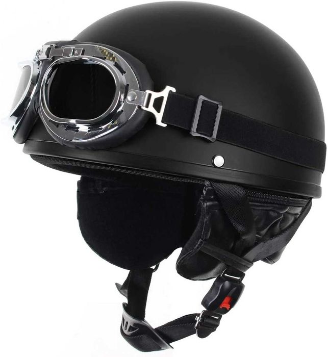 Set Casca Moto ,MIL-TEC, Half Face cu Ochelari,Marime M 57-58 cm