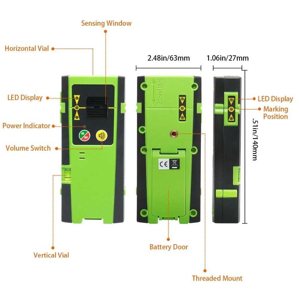 Detector / receptor nivela laser Huepar LR-6RG distanta 60m TR. GRATIS
