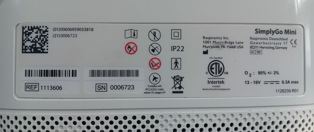 Concentrator oxigen portabil Philips Simplygo mini