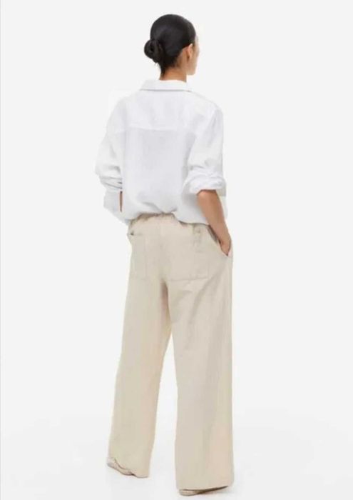 Ленени панталони H&M, бял, светло зелен-каки, розов, бежов, нови