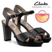 CLARKS № 38/39 – Дамски сандали от ест кожа "BLACK & WHITE" нови кутия