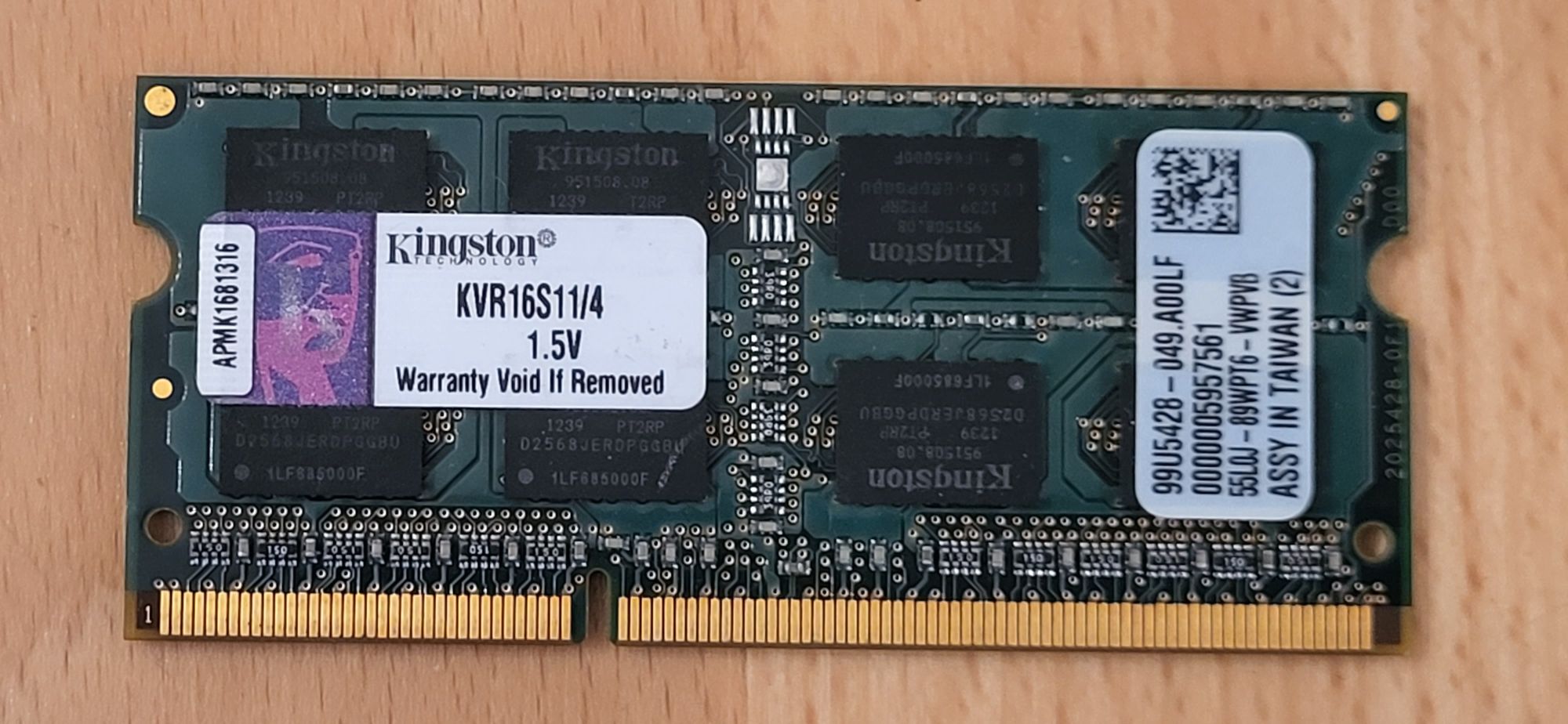 Memorie laptop Kingston 4GB DDR3L PC3-12800 1666Mhz CL11