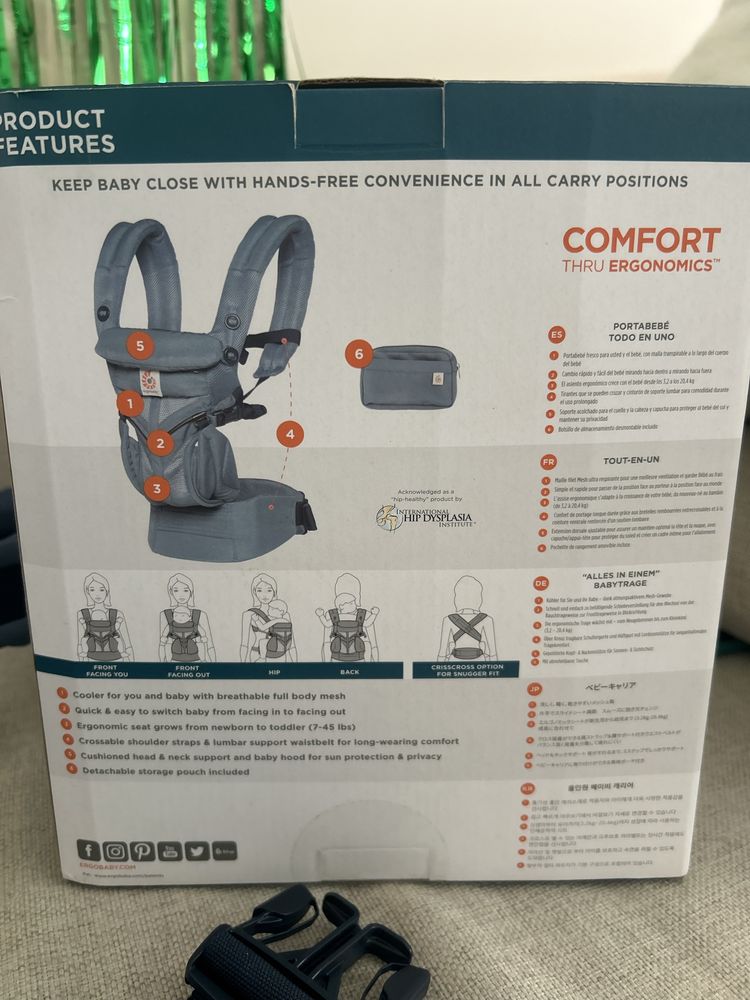 Ергономична раница Ergobaby Omni 360 - Cool Air Mesh, Oxford Blue
