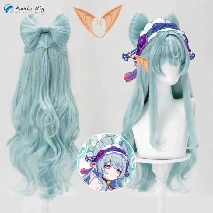 Косплей аниме перука Genshin Impact Yumemizuki Mizuki в ментово зелено