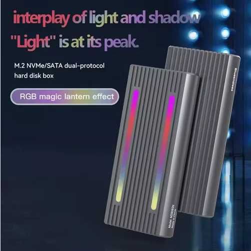 Adaptor M.2 NVME/SATA ext la USB Type C 3.1 Gen 2 RGB Au Dual Protocol