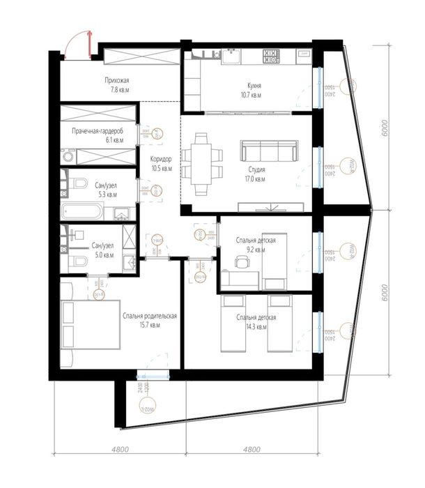 Продаётся 4х-комнатная квартира в ЖК NUR 125м2