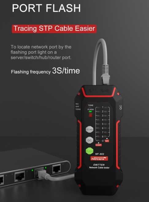 Tester retea NOYAFA NF-802, finder, POE detect, acumulator Li-Ion