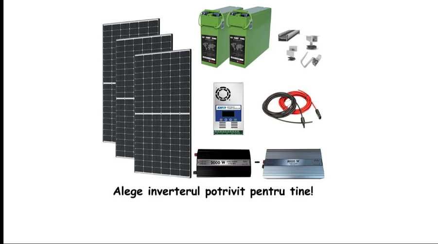 Kit fotovoltaic 1.2KW panouri 405W, invertor 2000W-8000W baterii 190Ah