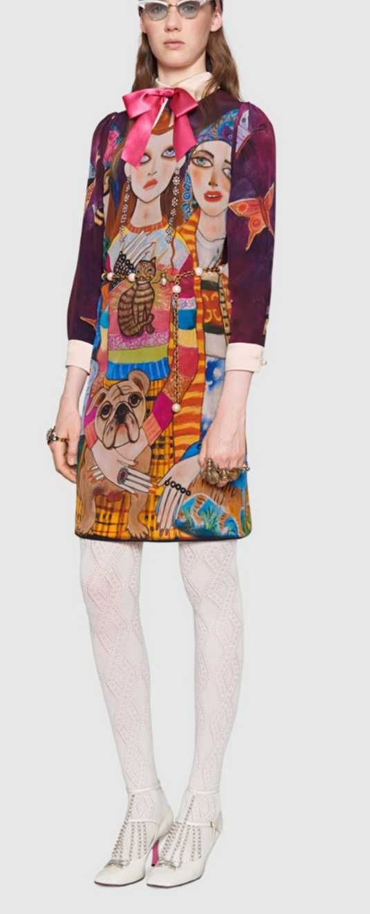 Gucci/Гучи, серия"Unskilled Worker Dress"-нова рокля ,коприна