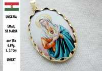 Pandantiv Aur 14K Sf. Maria email pictat