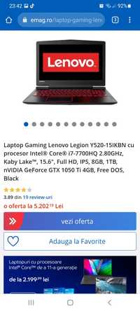 Laptop gaming Lenovo legion y520 32gb ram ssd