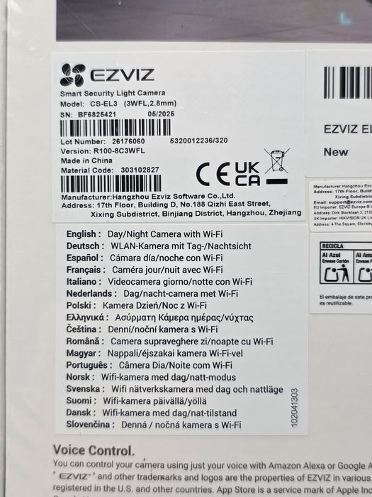 Camera IP Wireless EZVIZ EL3 2K cu proiector, luminozitate de 780 de l
