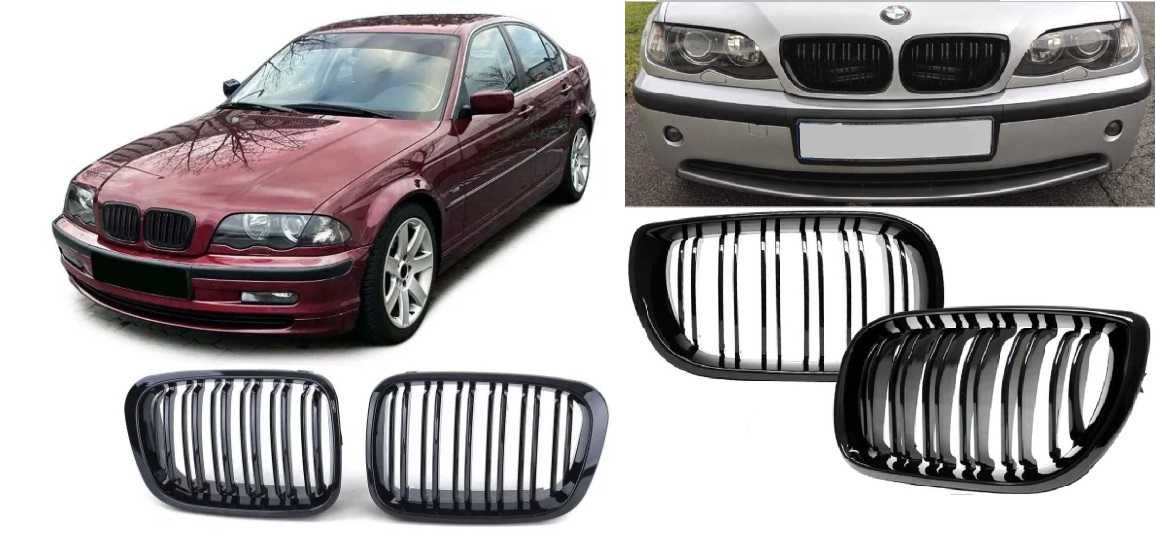 Двойни M Бъбреци Решетки БМВ BMW E46 Седан и Комби Черен Гланц Лак
