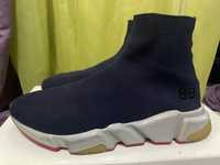 Balenciaga Navy Speed Runners High-Top