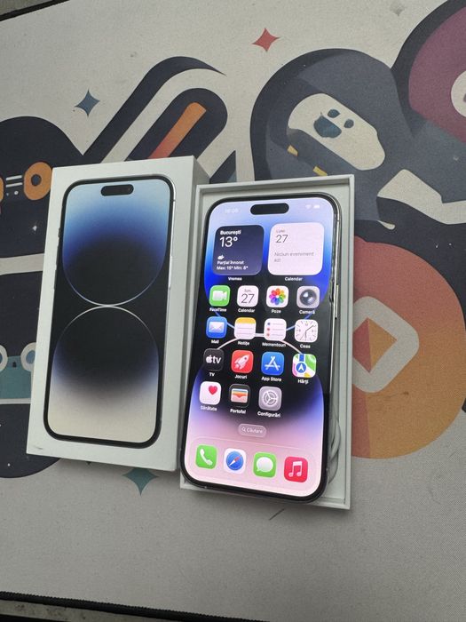 IPhone 14 Pro 90% bat  256GB Silver full box, Neverlocked, impecabil