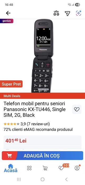 Telefon seniori,Panasonic,meniu ro.