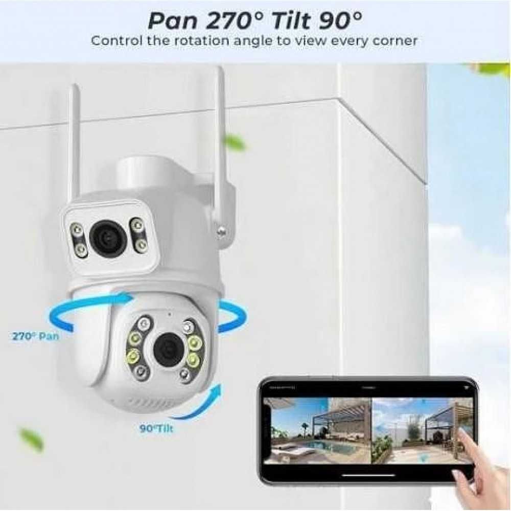 А0018 Външна водоуст двойна камера ICSEE 6MP 360° въртяща цветно нощно