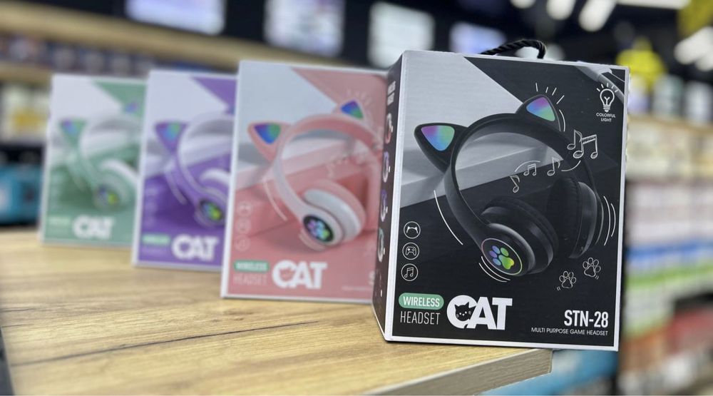 Детские беспроводные наушники с подсветкой CAT STN-28 Bluetooth