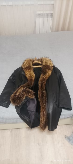 Сертук зимний кожанное пальто