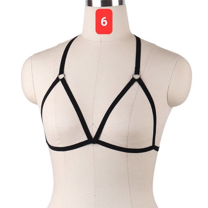 Bretele sutien decolteu decorative negru harness bra straps goth
