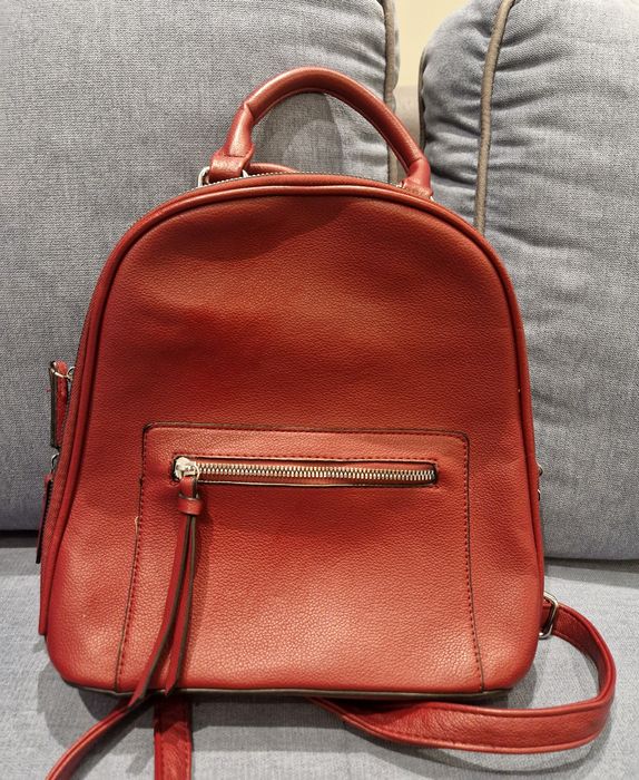 Дамска Кожена Чанта/ Раница Бордо