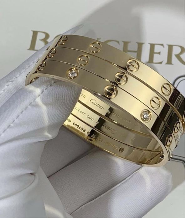 Позлатени гривни Cartier - 750 + подарък луксозна червена кутия