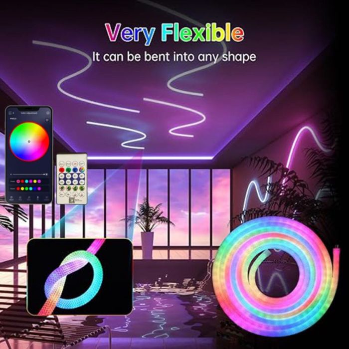 Комплект USB RGB LED Неонова Лента 5м, Bluetooth с дистанцион