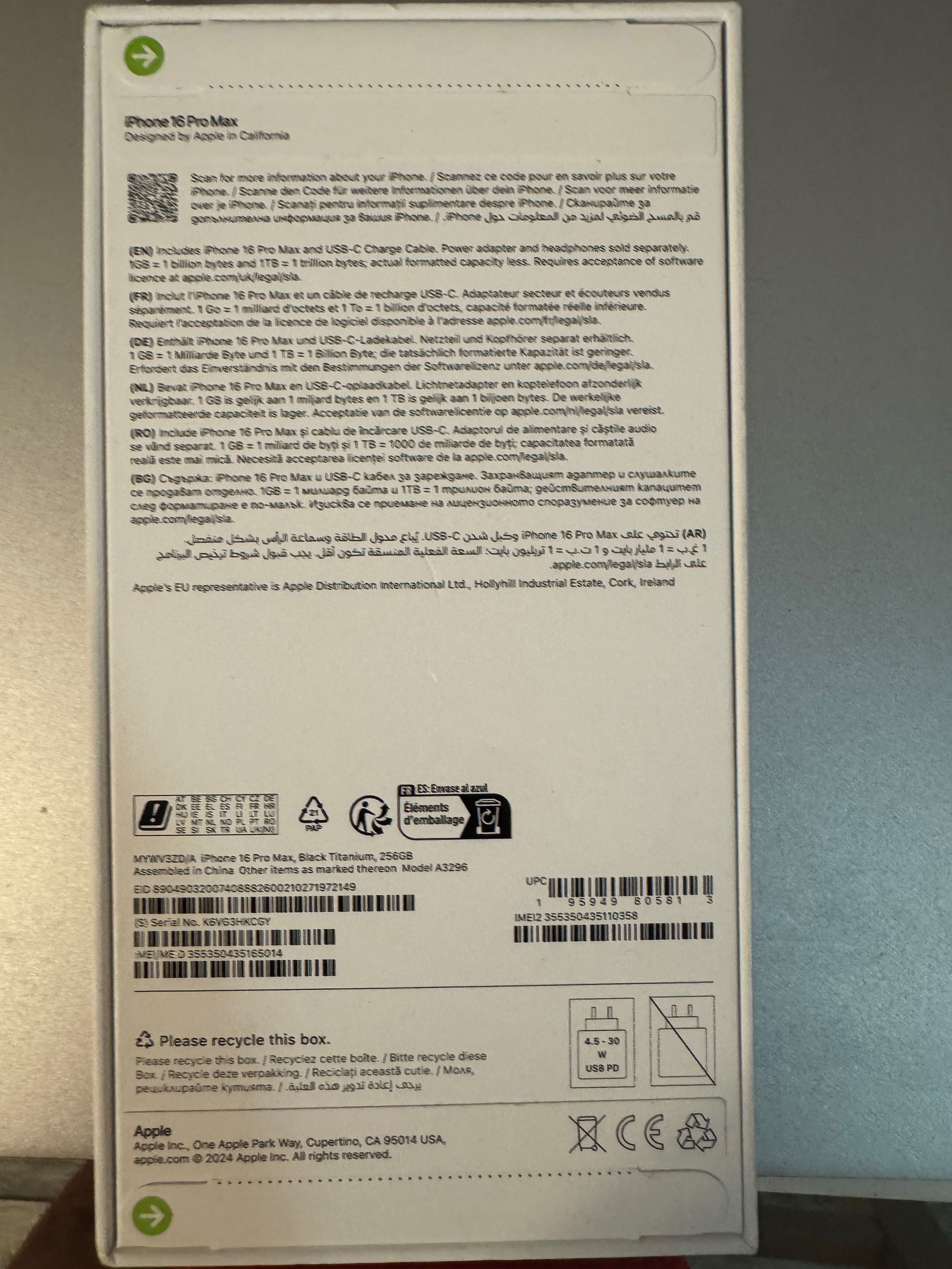 Iphone 16 Pro max 256gb