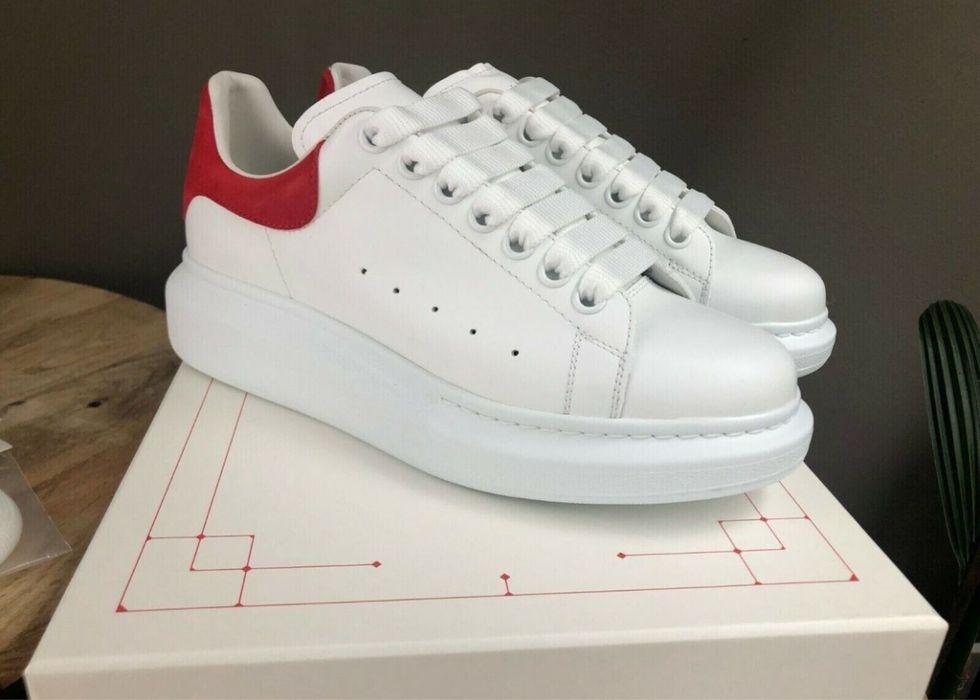 Papuci Alexander McQueen  - alb/rosu -marimea 43