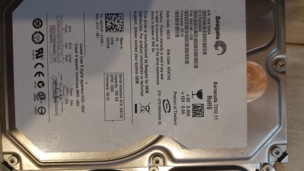 Четири хард диска 2тб, 1тб, 750гб и 500гб