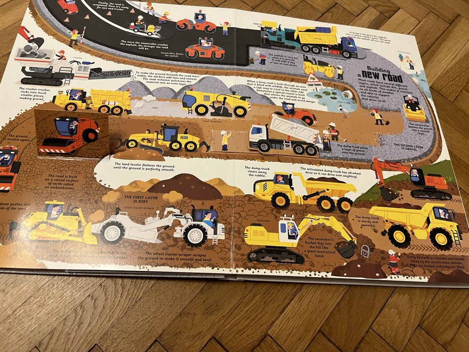Carte pentru copii, pagini cartonate, interactivă despre constructii