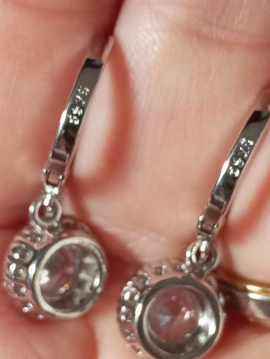 Cercei  argint cu moissanite
