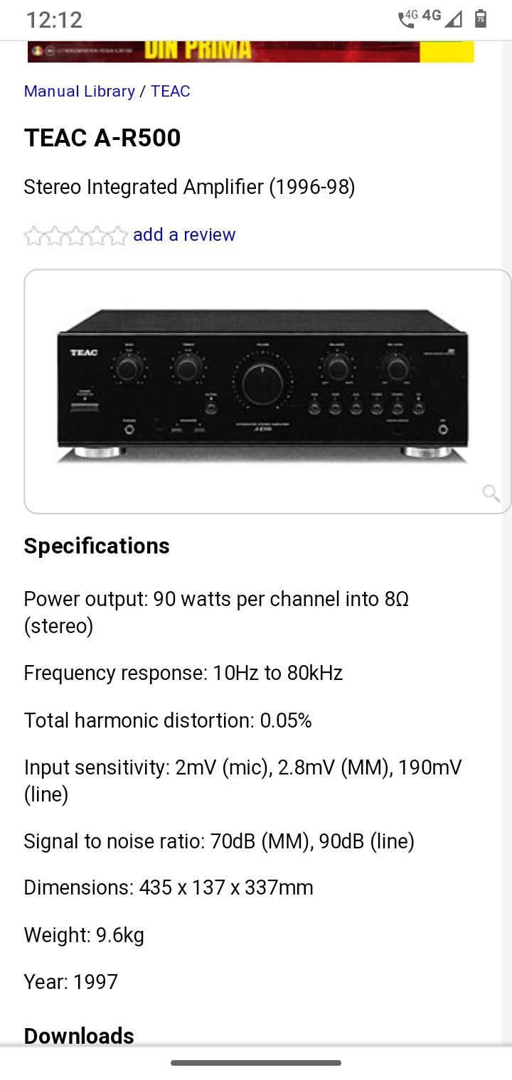 Amplificator Teac  A-R500