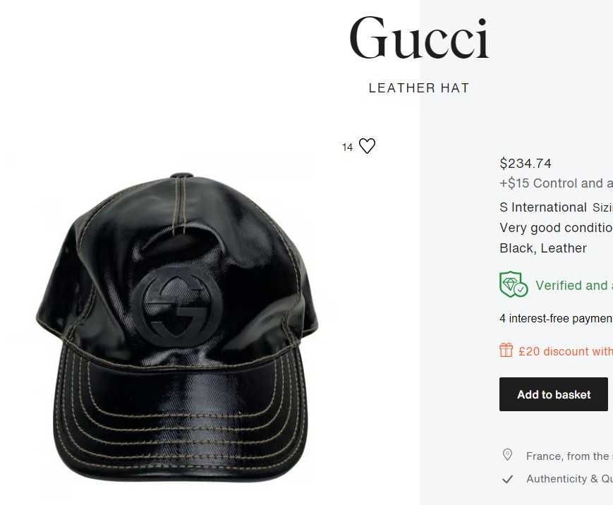 sapca originala Gucci  leather hat cap