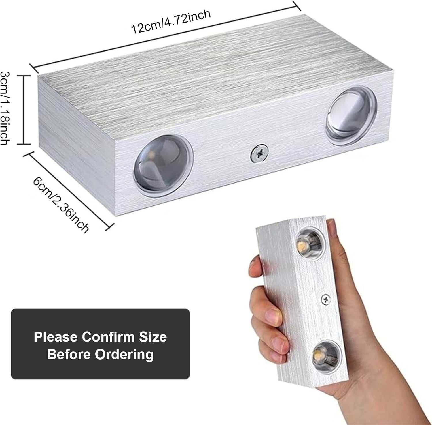 НОВА! LED лампа за стена, аплик, топло бяло, 4W, 2 бр/к-кт