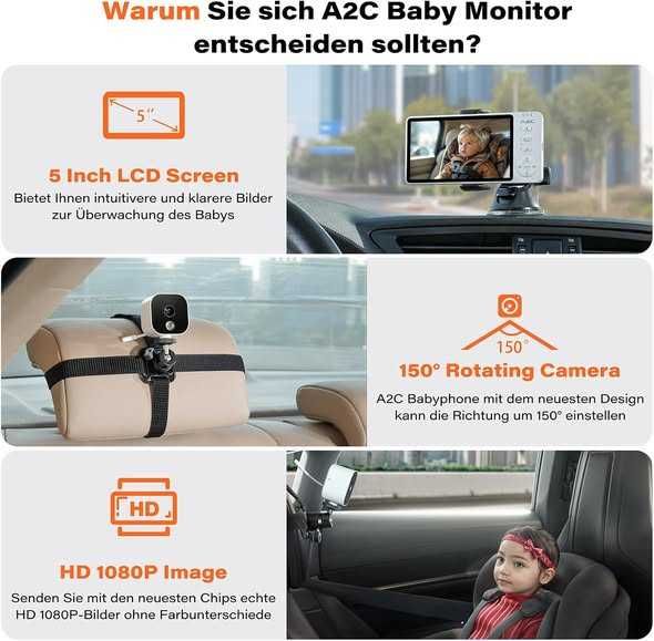 APPS2Car Monitor pentru bebeluși 2 în 1,
