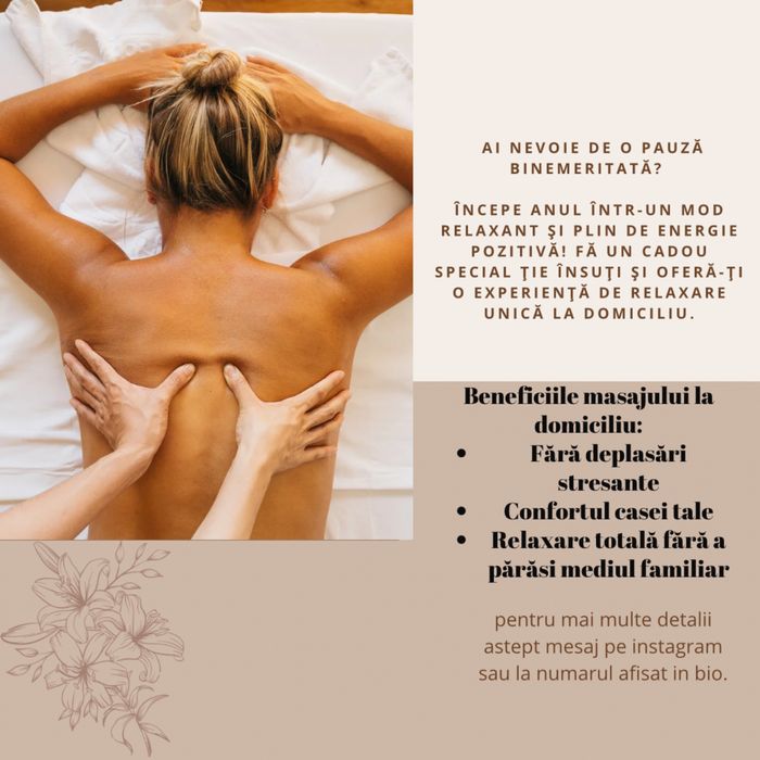 Masaj domiciliu relaxare /terapeutic/drenaj limfatic