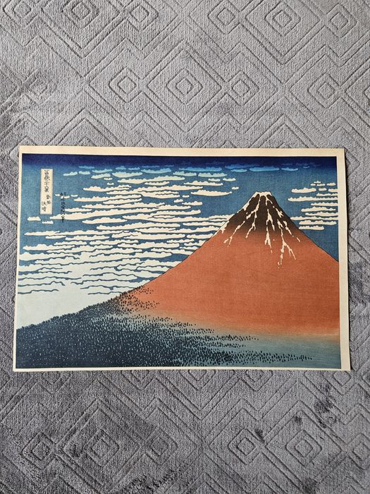 Litografie( originală) veche Aka Fuji (Red Fuji)