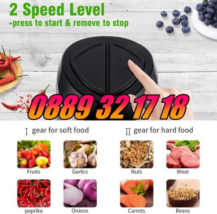 Професионален кухненски чопър 2 литра с 2 скорости 1200W